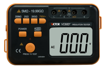 Измеритель сопротивления изоляции (мегаомметр) Victor VC60D+